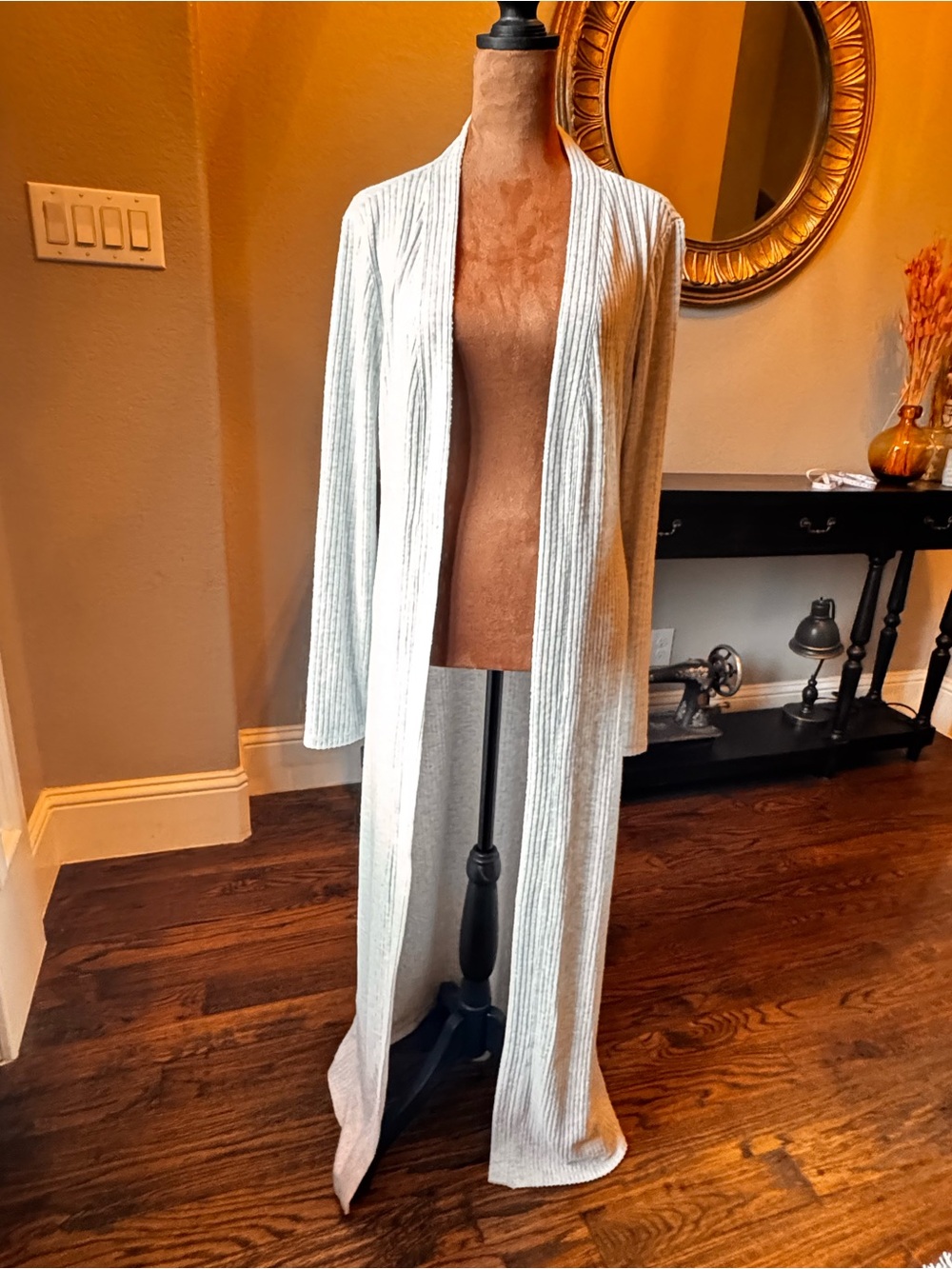 Spiritual Gangster Vida Ribbed Duster Cardigan in Light Gray